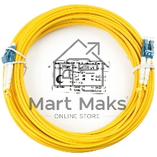 Патч-корд оптический Cabeus Tight Buffer, Duplex LC/LC, OS2 9/125, LSZH, 10м, d= 3мм, синий хвостовик, желтый