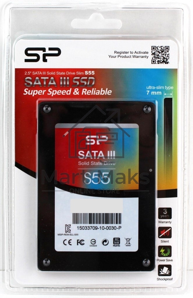 Накопитель SSD SiliconPower Slim S55, 960Gb, SATA, 2.5