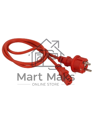 Шнур питания Lanmaster C13-Schuko прямая, 3х0.75, 220В, 10А, красный, 5 метров