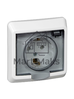 Розетка 1-м СП Этюд защ. шторки с заземл. IP44 белый SchE PC16-044B