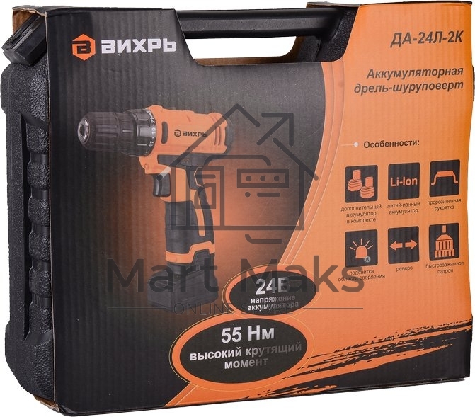Дрель-шуруповерт Вихрь ДА-24Л-2к 72/14/18, Аккумуляторная, 24В