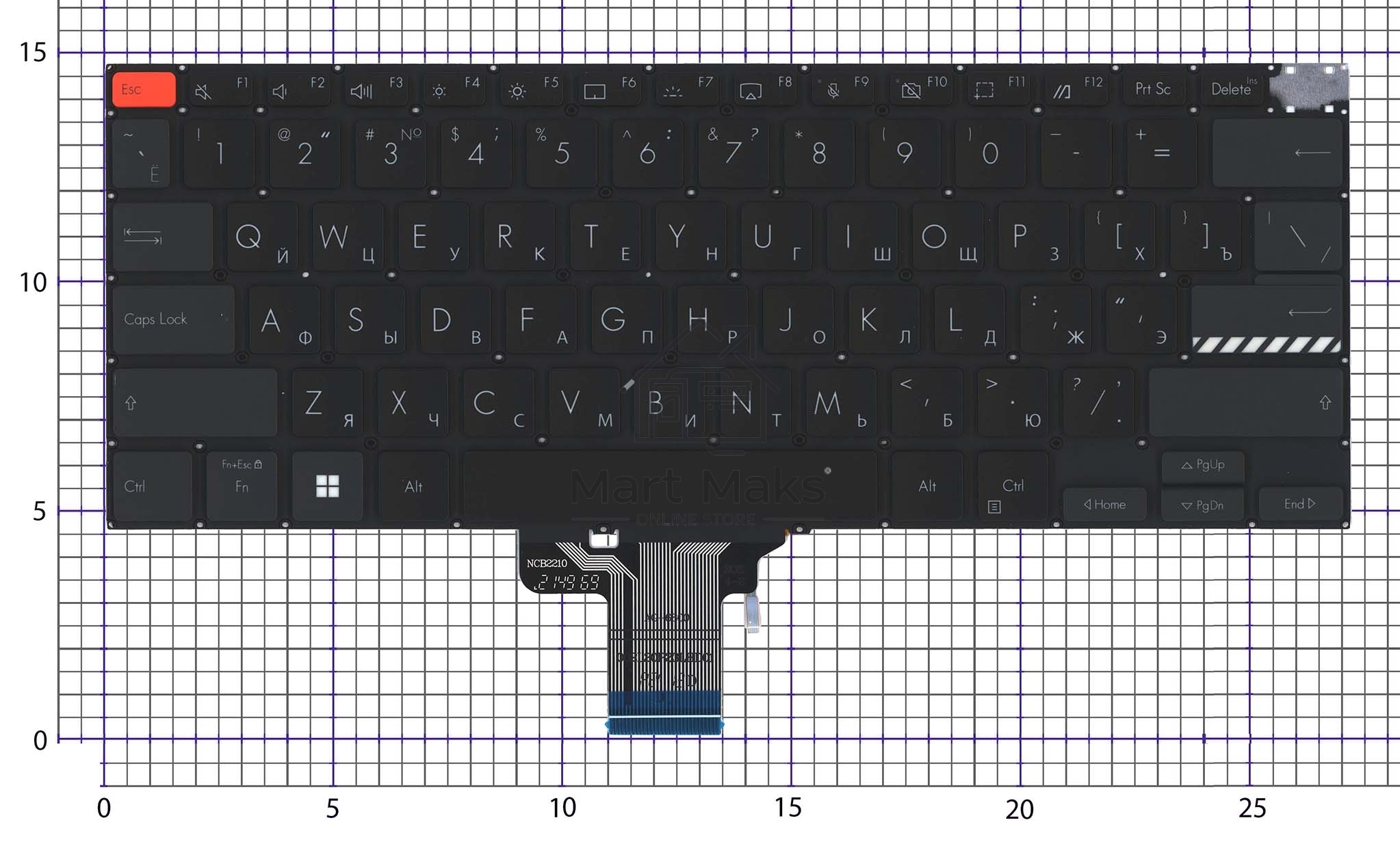 Клавиатура для ноутбука Asus Vivobook Pro 14 X3400 черная с подсветкой
