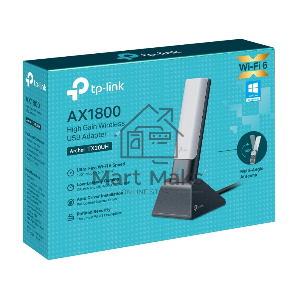 Двухдиапазонный USB-адаптер высокого усиления TP-Link Archer TX20UH с поддержкой Wi-Fi AX1800