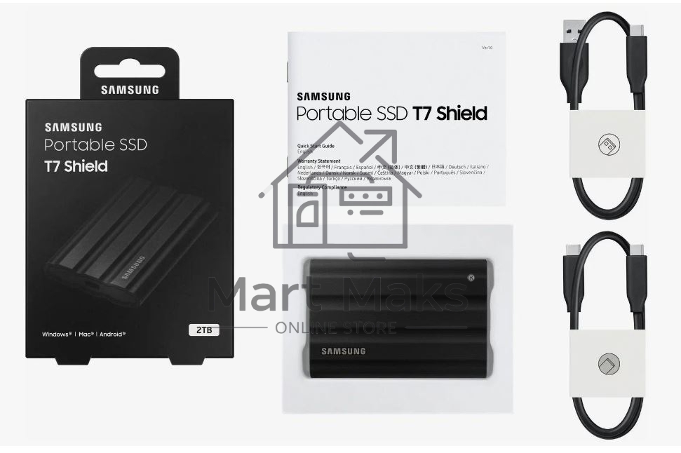 Твердотельный диск 2TB Samsung T7 Shield MU-PE2T0S/WW, V-NAND, USB 3.2 Gen 2 Type-C  R/W - 1000/1050 MB/s /EU