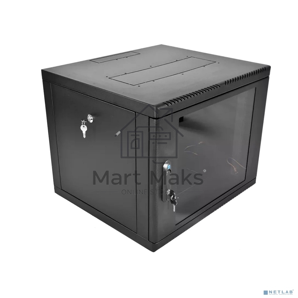 Шкаф телекоммуникационный настенный разборный ЦМО 9U (600 х 520), съемные стенки, дверь стекло, черный(ШРН-М-9.500-9005)