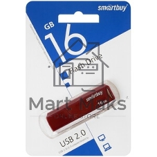 Флешка USB SmartBuy CLUE Burgundy (SB16GbCLU-BG), 16Gb, USB 2.0, R/W 20/10, красный