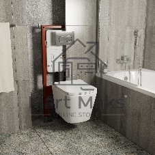 Комплект BAU 6 в 1: усиленная инсталляция BAU IDEAL, унитаз подвесной безободковый Bau Stil 51х35, сиденье дюропласт микролифт, клавиша BAU Round, хром