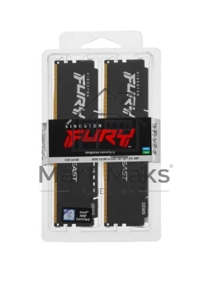 Оперативная память Kingston Fury Beast, DDR5, 16Gb (2x8Gb), 5200MHz, CL40, DIMM, радиатор, черный