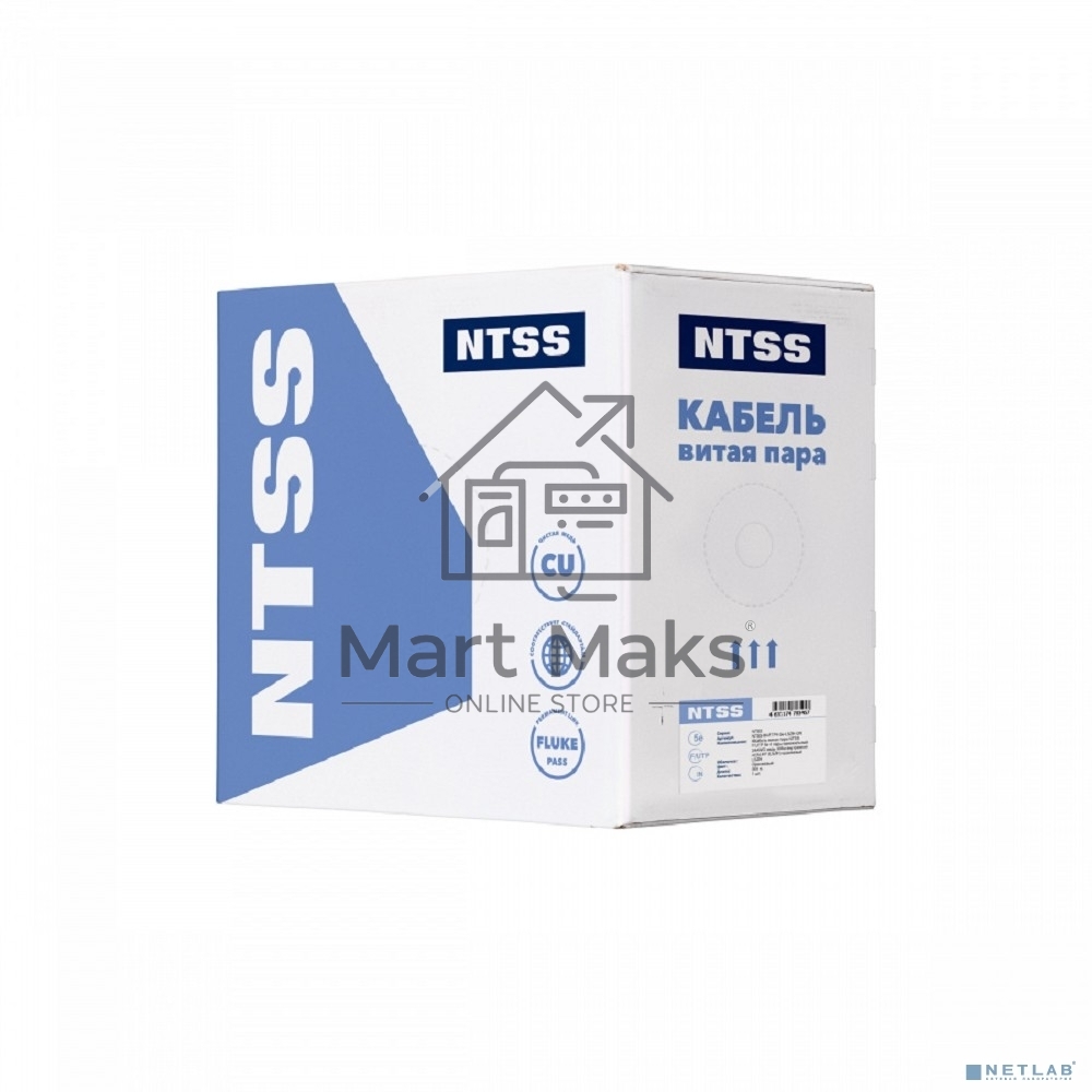 Кабель витая пара NTSS F/UTP 5e 4 пары одножильный 24AWG медь 305м внутренний нг(А)-HF (LSZH) серый NTSS-IN-FUTP4-5e-LSZH-GY