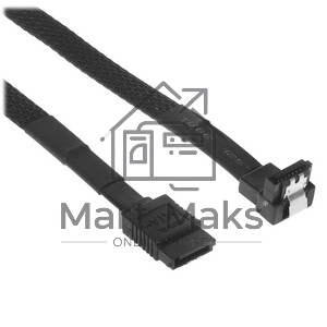 Кабель интерфейсный SATA Cablexpert CC-SATAM-DATA90-BLBR-100CM, Sata3 7pin/7pin, мет.защелка, угловой разъем, 100 см, черный, оплетка, пакет