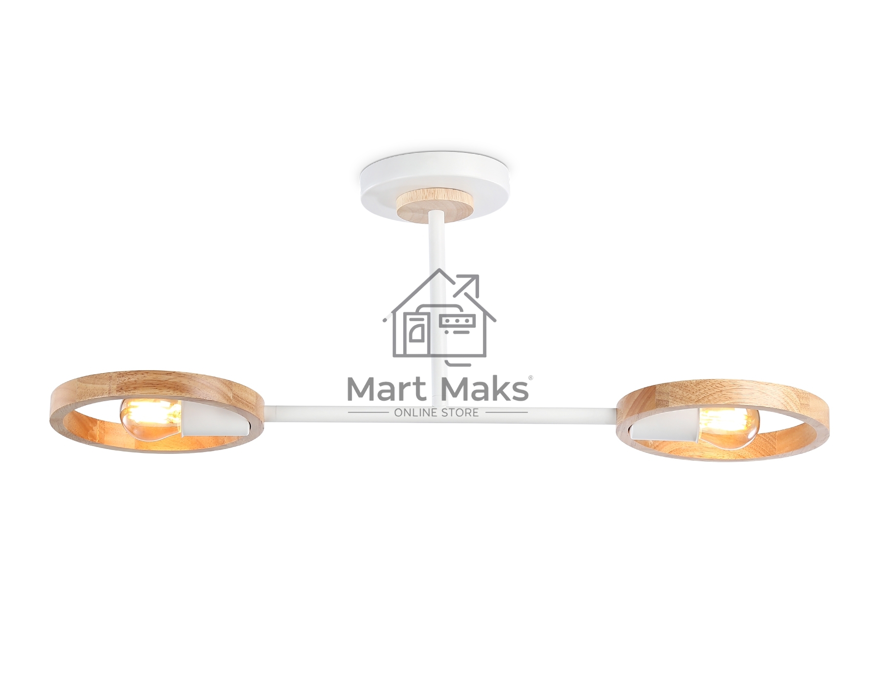 Светильник Ambrella light TR8243/2 WH/LWD белый/светлое дерево E27/2 max 40W 590*165*220