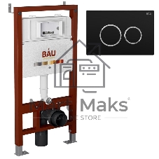 Инсталляция BAU PRO для подвесного унитаза, клавиша смыва BAU Dream для инсталляции, черный матовый