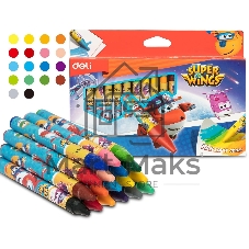 Восковые мелки Deli EC21010 Super Wings 18 цветов, картонная коробка с европодвесом