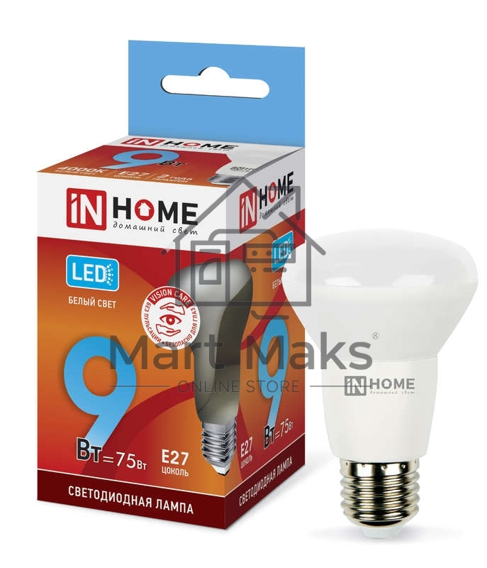 Лампа светодиодная LED-R63-VC 9Вт 230В E27 4000К 810лм IN HOME 4690612024325