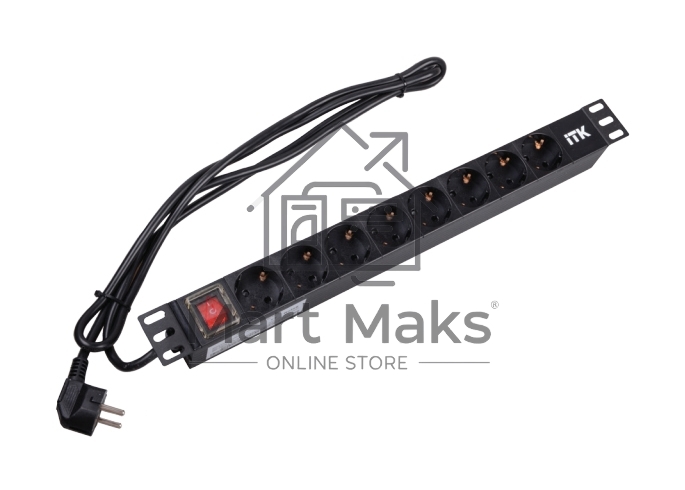 Блок распределения питания ITK PH12-8D1-P гор.размещ. 8xSchuko базовые 16A Schuko 2м