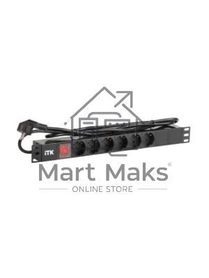 Блок ITK PDU 6 роз. нем.ст. с выкл 1U каб. 2м вилка нем.ст ПВХ чер