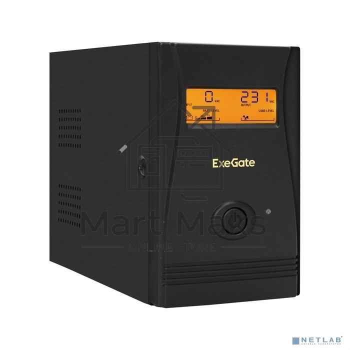 Источник бесперебойного питания ExeGate EX292776RUS Power Smart ULB-800.LCD.AVR.2SH <800VA/480W, LCD, AVR, 2*Schuko, металлический корпус, Black>