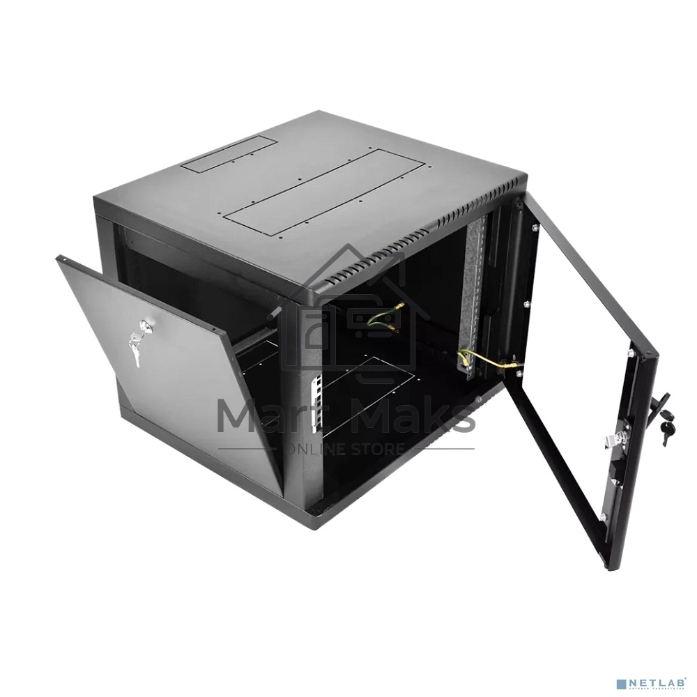 Шкаф телекоммуникационный настенный разборный ЦМО 9U (600 х 520), съемные стенки, дверь стекло, черный(ШРН-М-9.500-9005)