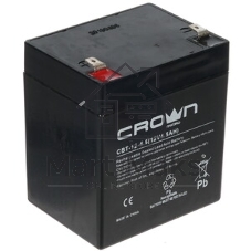 Батарея для ИБП CROWN CBT-12-4.5, напряжение 12В, емкость4,5 А/Ч, размеры (мм)90х70х101, вес 1,48 кг, тип клеммы - F2, тип АКБ - свинцово кислотная с загущеным электролитом в гель, срок службы 6 лет
