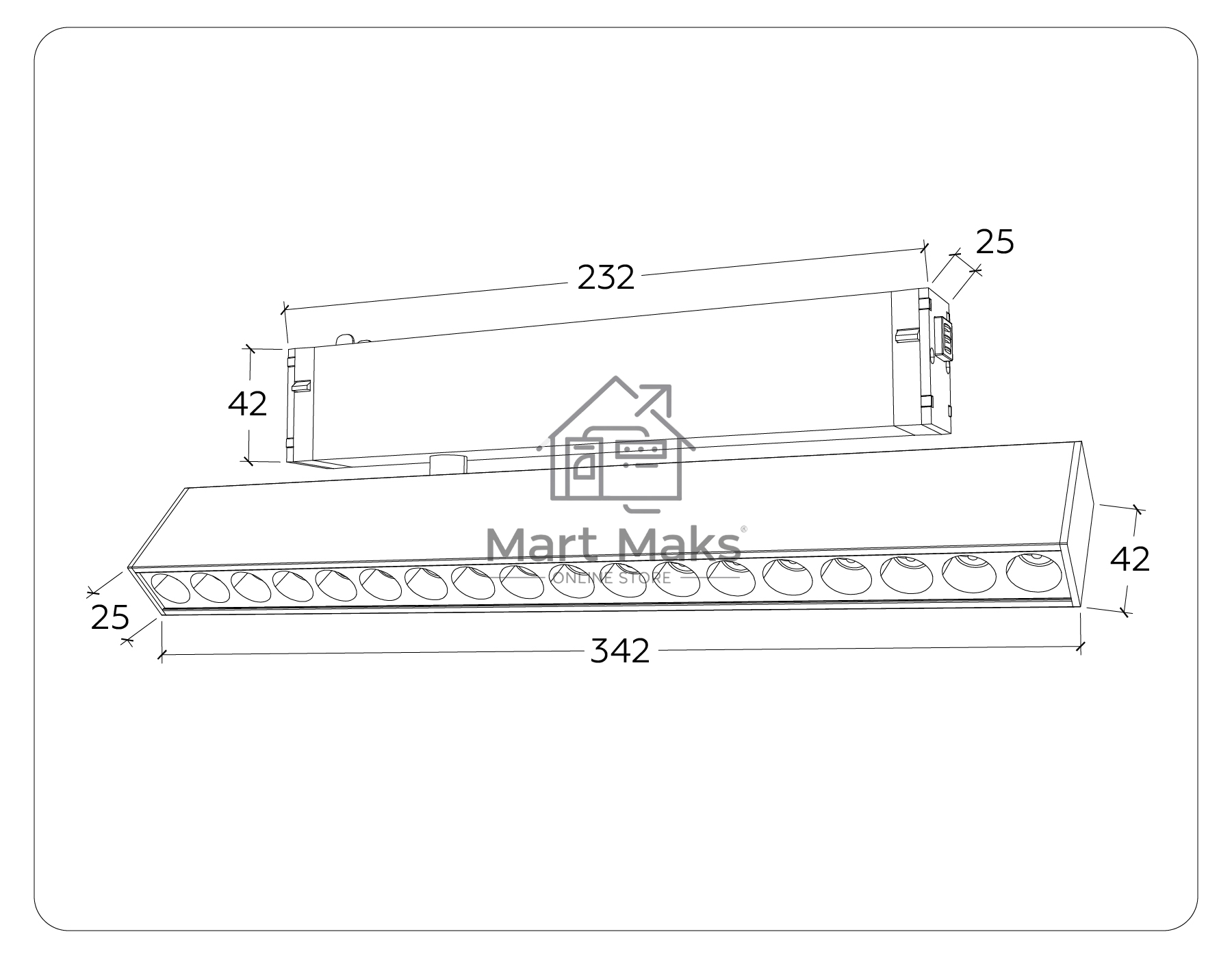 Управляемый светодиодный светильник для шинопровода Magnetic Ambrella light GL1351 WH белый IP20 18W 3000K-6400K 220V 24° 342*25*112 (Без ПДУ)
