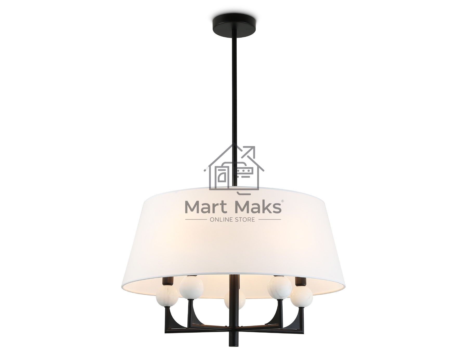 Люстра Ambrella light LH75150/5 BK/FR черный/белый матовый E14*5 max 40W D580*590
