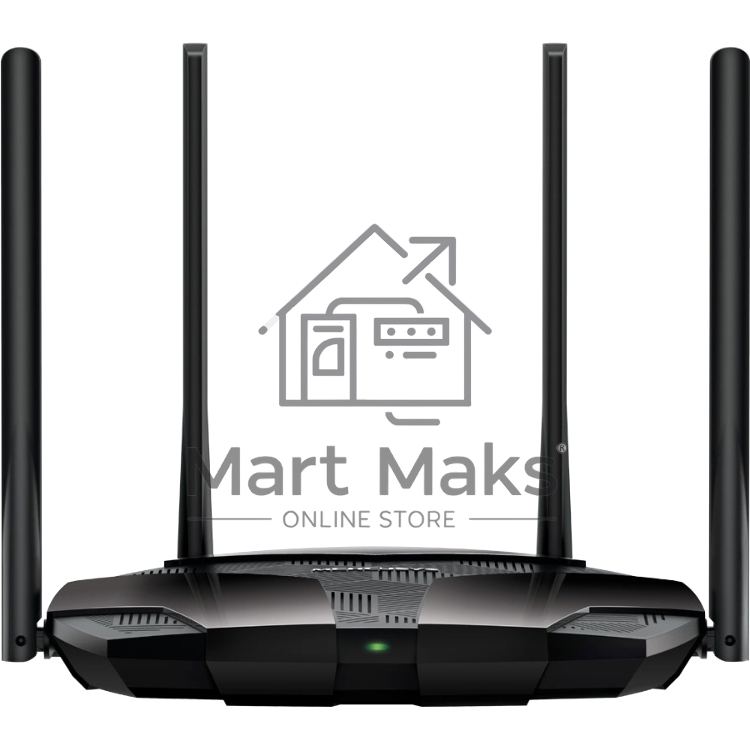 Двухдиапазонный роутер MERCUSYS AX3000 Wi-Fi 6, до 574 Мбит/с на 2,4 ГГц + до 2402 Мбит/с на 5 ГГц,4 фиксированные внешние антенны, 3 гигабитных порта LAN, 1 гигабитный порт WAN