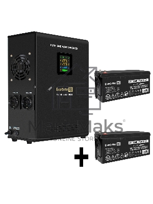 Комплект Источник бесперебойного питания EX296002RUS + батарея 200Aч EX282991RUS 2шт (инвертор, синус, для котла, настенный) ExeGate FineSine SX-2500.LCD.AVR.2SH <2500VA/1800W, чистая синусоида, цветной LCD-дисплей, AVR, 2*Schuko, линейно-интерактивный, к