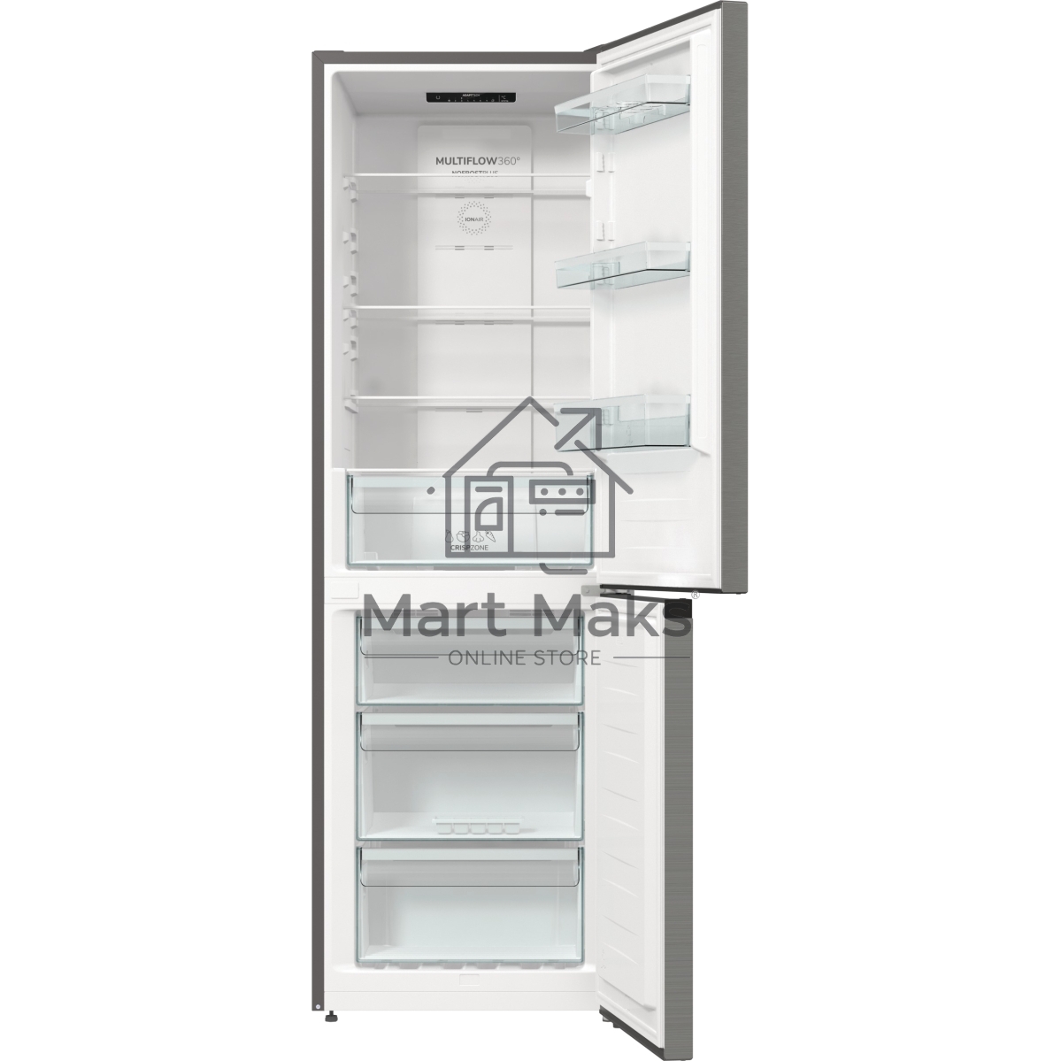 Холодильник Gorenje NRKE62XL серебристый металлик двухкамерный 203/99л морозилка снизу, No Frost