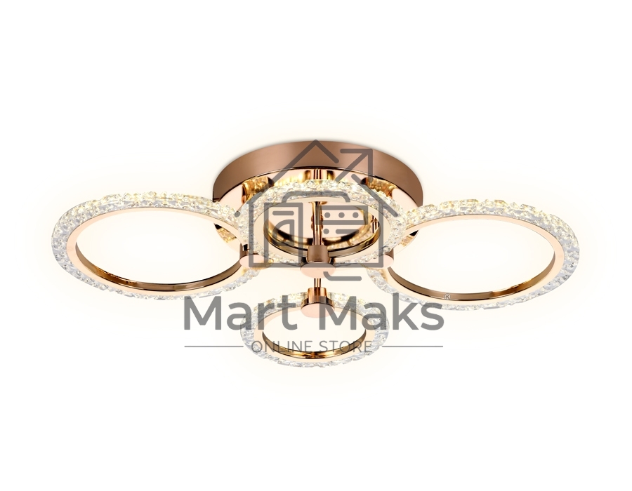 Потолочный светодиодный светильник FA416/2+2 GD золото 60W 640*460*120 (ПДУ РАДИО 2.4G)