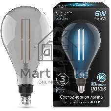 Лампа cветодиодная Gauss Filament PS160 6W 330lm 4000К Е27 gray straight LED