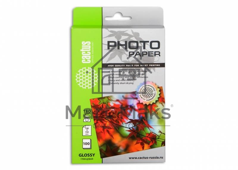Фотобумага Cactus CS-GA6180100 A6/180г/м2/100л. глянцевая для струйной печати