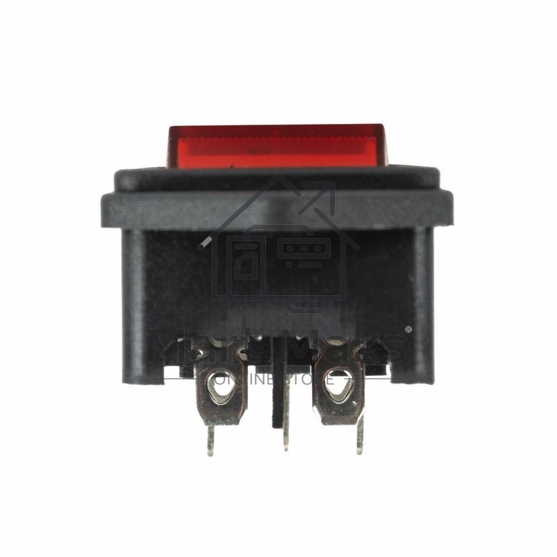 Выключатель клавишный 250 V 6 А (4с) ON-OFF красный с подсветкой и штекером C14 3PIN Rexant