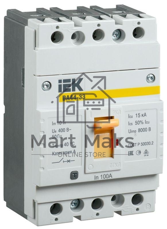 Выключатель автоматический Iek SVA4410-3-0100 ВА44 33 3Р 100A 15кА
