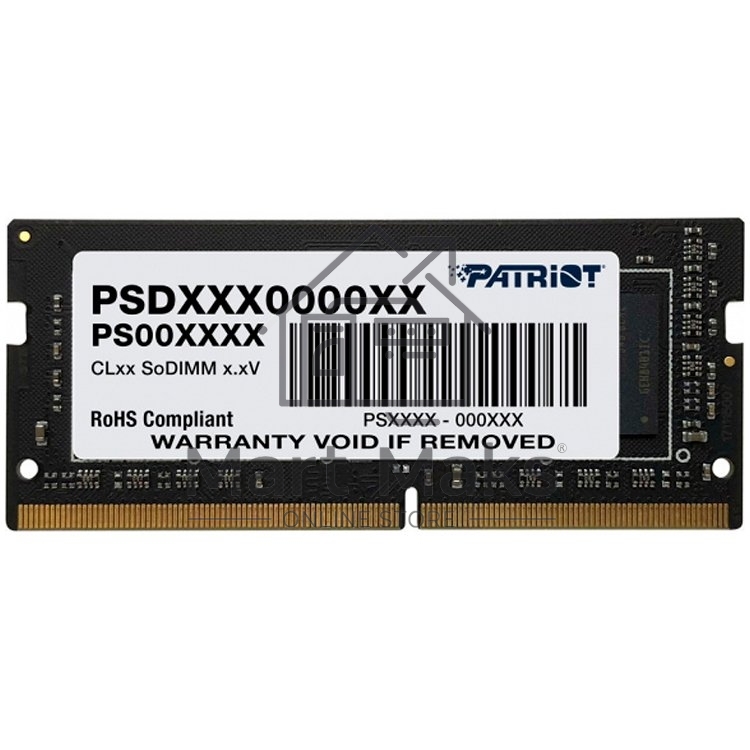 Оперативная память Patriot Signature, DDR4, 32GB (1x32 GB), 3200 MHz, CL22, SO-DIMM
