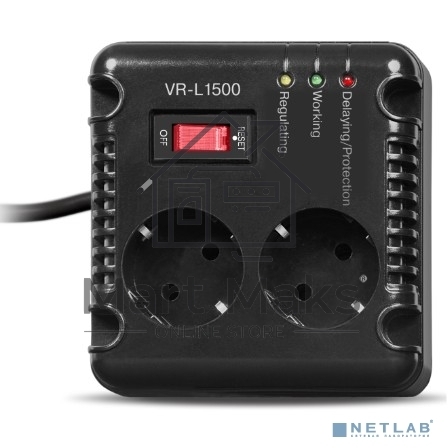 Стабилизатор напряжения Sven VR-L1500 500Вт, напряжение отключения нагрузки, В ~278 ± 3, ток срабатывания защиты (предохранитель), А - 8, время переключения, мсек - 10, рабочая частота, Гц - 50, максимальный выдерживаемый ток помехи (8/20мкс), А -10 000/6