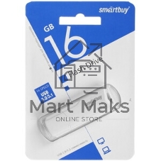 Флешка USB Smartbuy CLUE white (SB16GbCLU-W), 16Gb, USB 2.0, R/W 15/8, белый