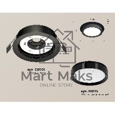 Комплект встраиваемого светильника Ambrella light XC8051002 SBK/PBK черный песок/черный полированный GX53 (C8051, N8113)