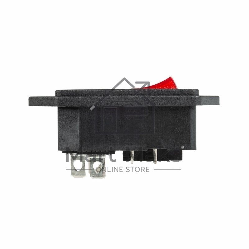 Выключатель клавишный 250 V 6 А (4с) ON-OFF красный с подсветкой и штекером C14 3PIN Rexant