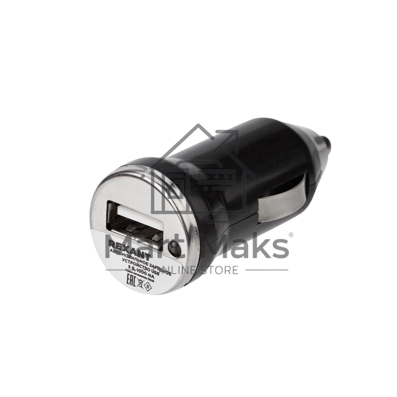 Зарядное устройство в прикуриватель Rexant USB, 5V, 1000mA, черный