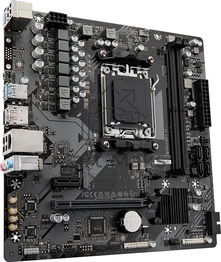 Материнская плата Gigabyte A620M H (V1.2/V2.0), SocketAM5 AMD A620 2xDDR5 mATX AC`97 8ch(7.1) GbLAN RAID+VGA+HDMI
