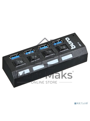 Разветвитель USB 3.0 Buro BU-HUB4-U3.0-L 4порт. черный