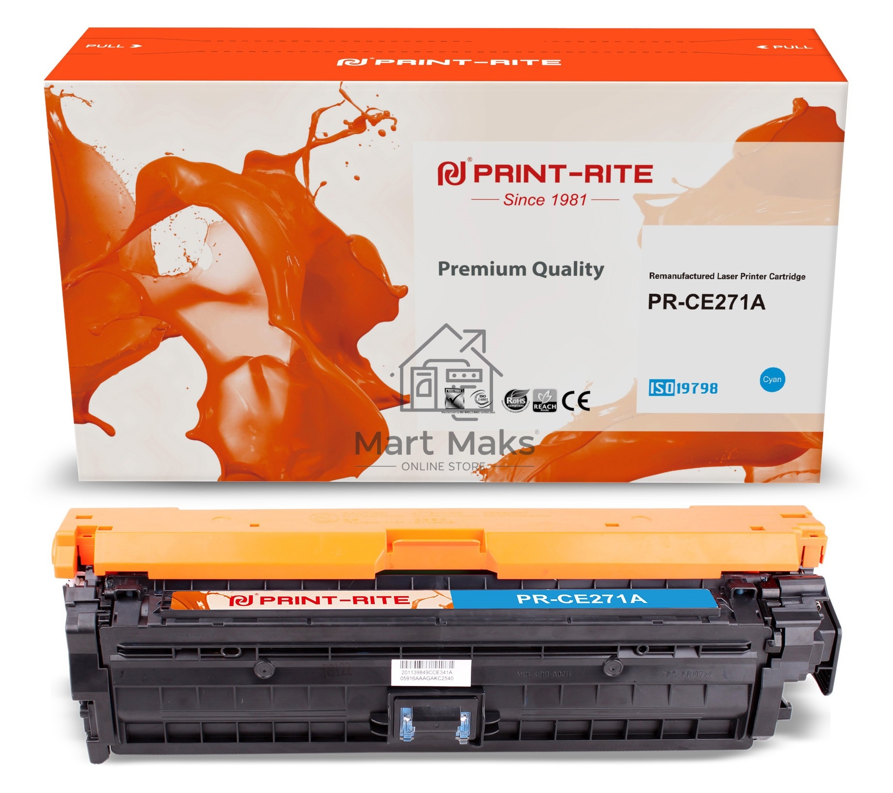 Картридж лазерный Print-Rite TRH864YPU1J PR-CE271A CE271A голубой (15000стр.) для HP LJ Ent CP5525