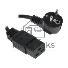 Кабель питания Cablexpert PC-S22-C19-2.5-1.5M, Schuko-C19, 3x2.5мм2, 16A, с заземлением, медь, 1.5м, черный, пакет