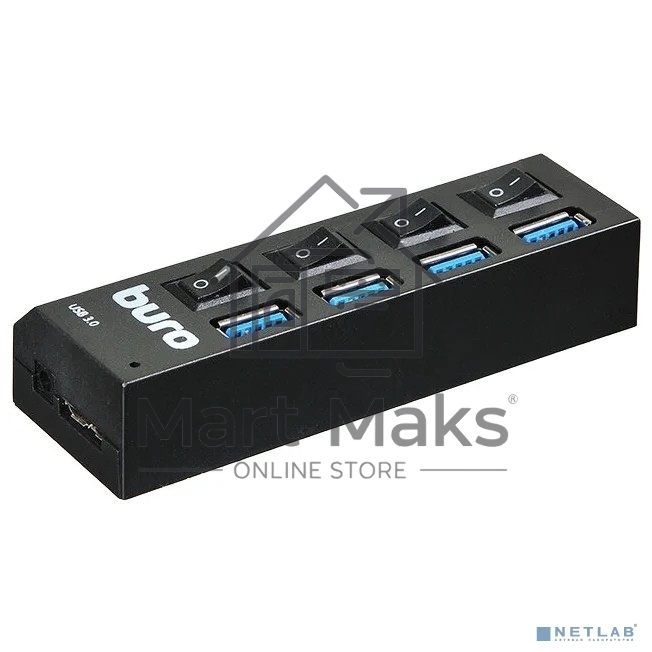 Разветвитель USB 3.0 Buro BU-HUB4-U3.0-L 4порт. черный