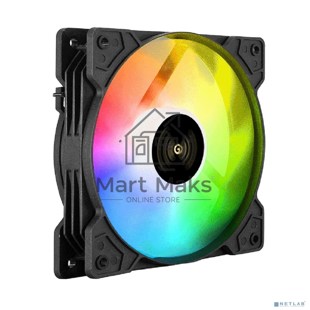 Вентилятор для корпуса ExeGate EX12025H3P4PMY-PWM.ARGB черный, 120 мм, 1800 об/мин, 26 дБ, 4 pin