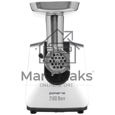 Мясорубка электрическая Polaris PMG 2561 черный, 2500 Вт, 2.7 кг/мин, реверс, защита от перегрузки, металлический лоток, насадки - 7