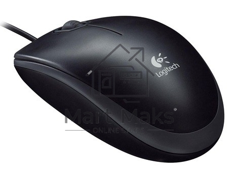 Мышь проводная Logitech B100 черный, 1000 dpi, USB, кнопки - 3
