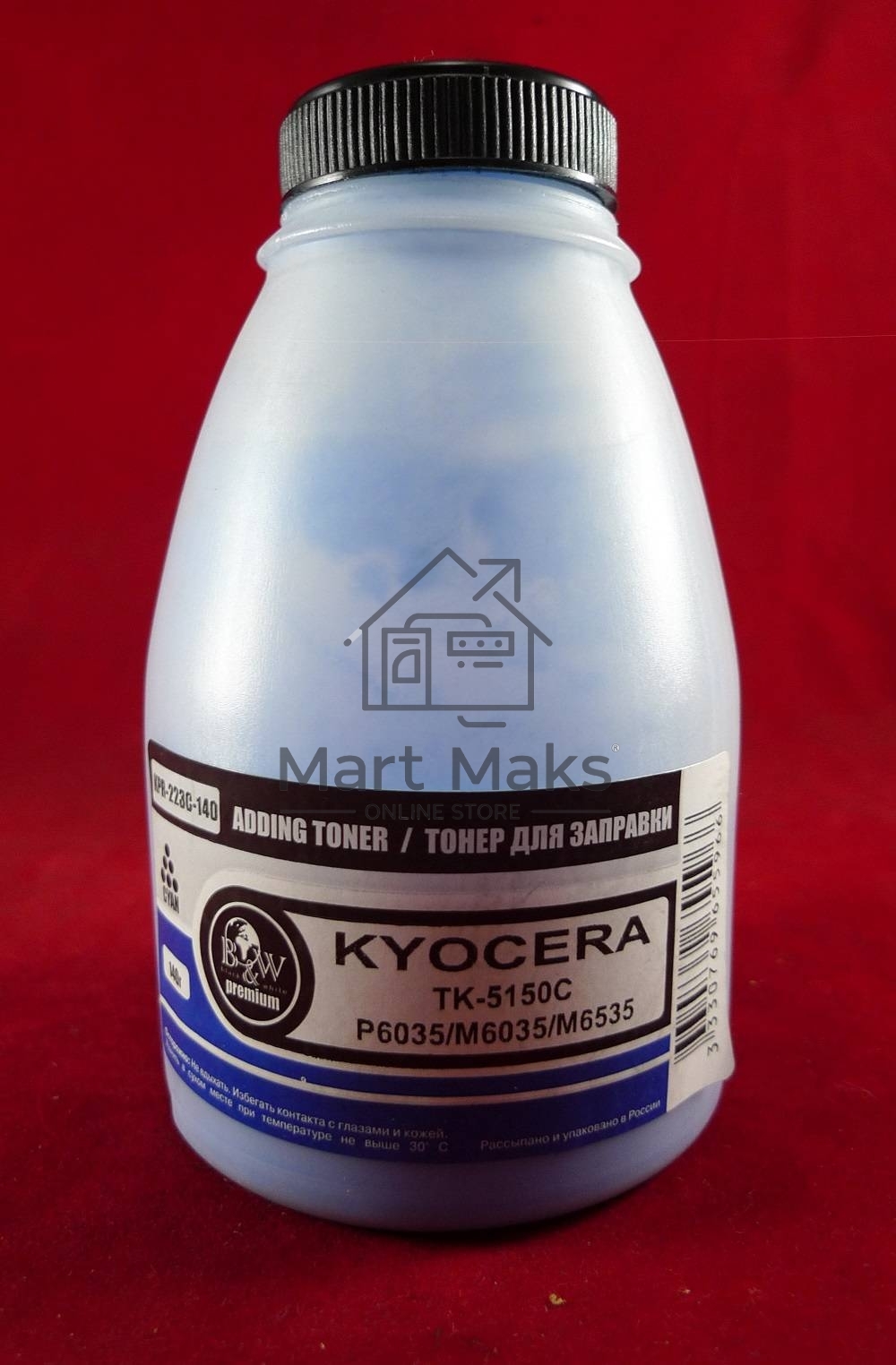 Тонер для Kyocera TK-5150C, P6035/M6035/M6535 Cyan (фл. 140г) Black&White Premium