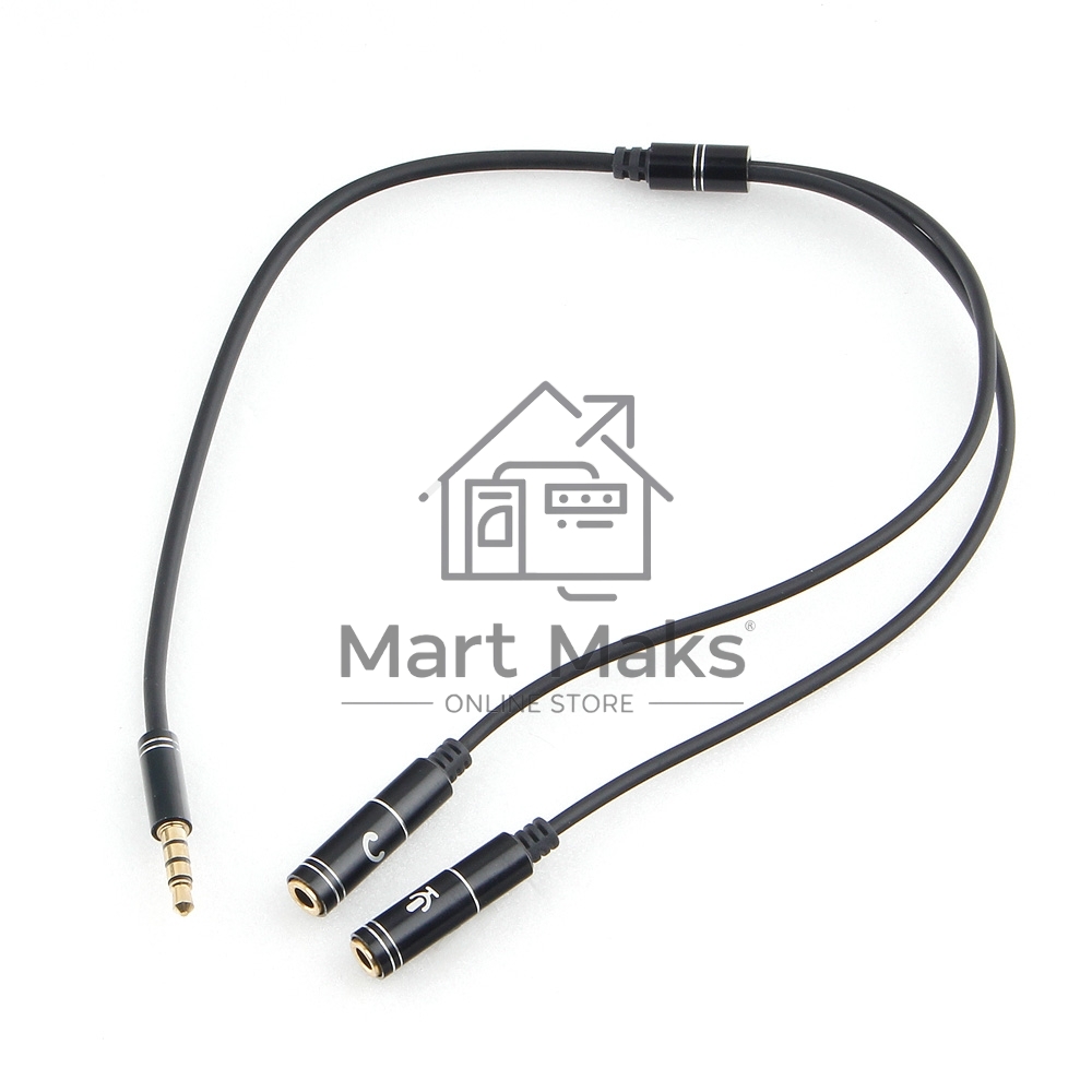 Кабель аудио Cablexpert CCAB-02-35MYHM-0.2MB. 3.5 Jack 4pin(M)/2х 3.5 Jack(F) наушники и микрофон, черный, 0.2м, блистер