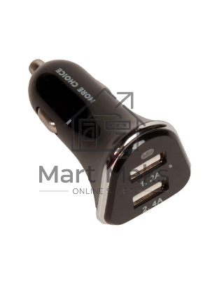 Автомобильная зарядка (от прикуривателя) 2USB 2.4A для Apple 8-pin More choice AC22i черный